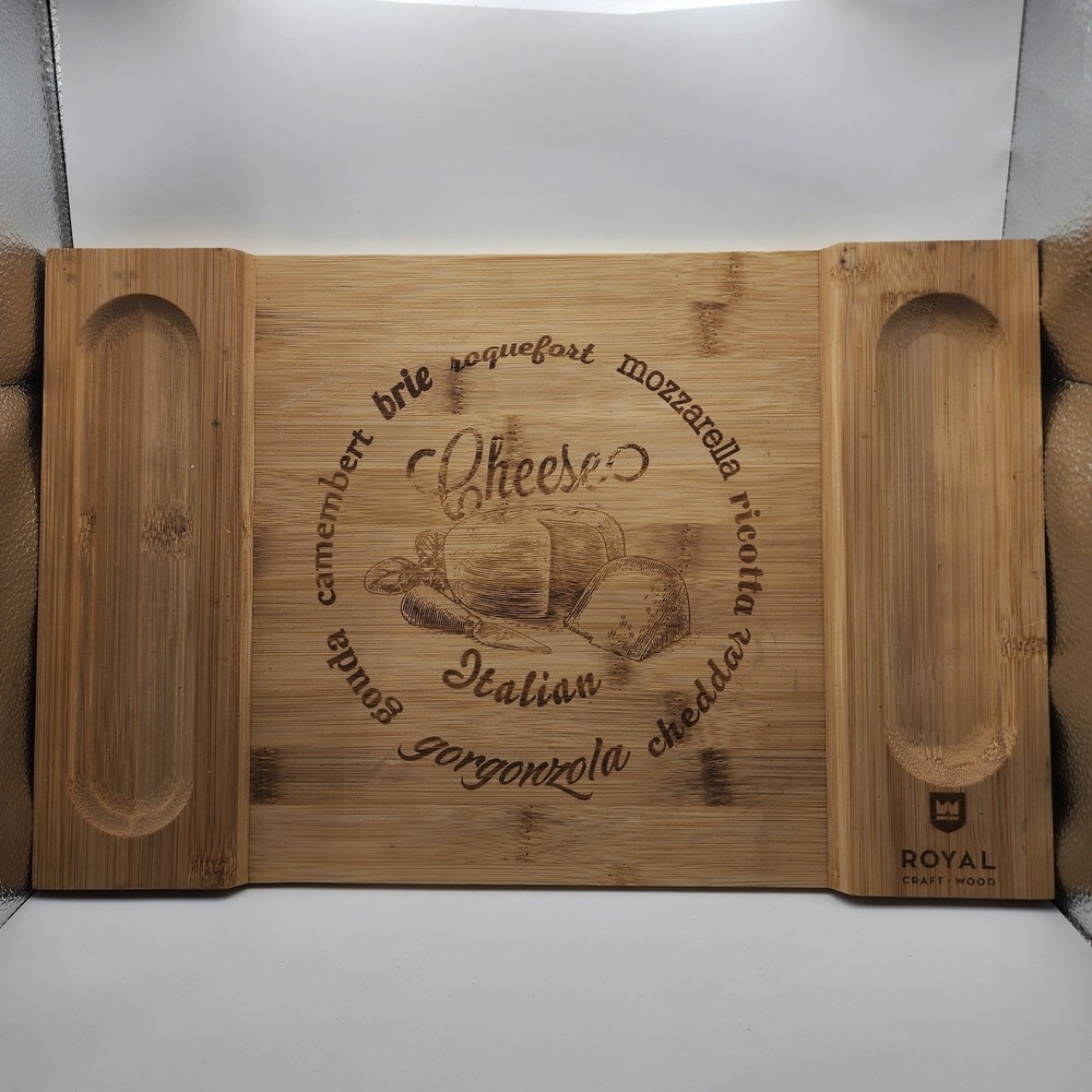 Royal Craft Wood Bamboo Cheese Board Charcuterie Tray Engraved Serving Platter